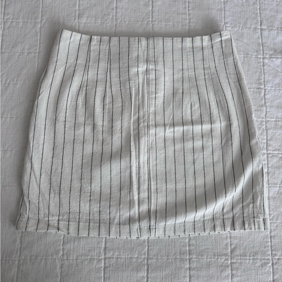 Altar'd State White Mini Skirt with Black Pinstripes - Picture 3 of 3